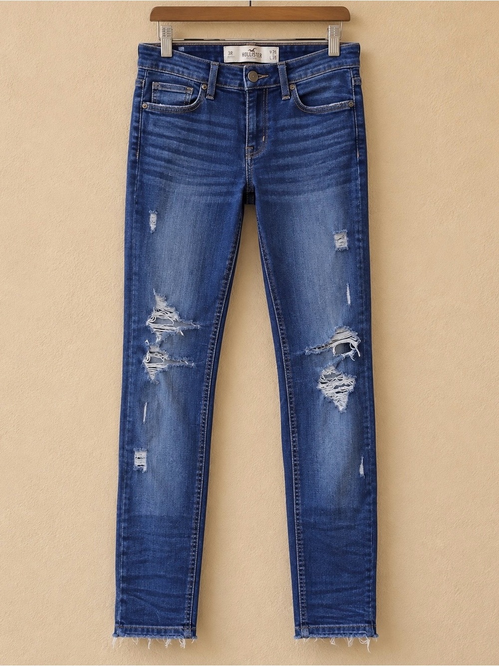 Hollister Distressed Skinny Jeans - Denim Blue